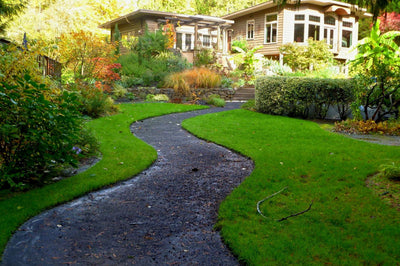 Gezicht op een huis met een tuin