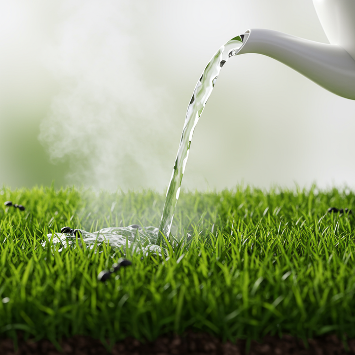 Bestrijd mieren in het gazon met heet water