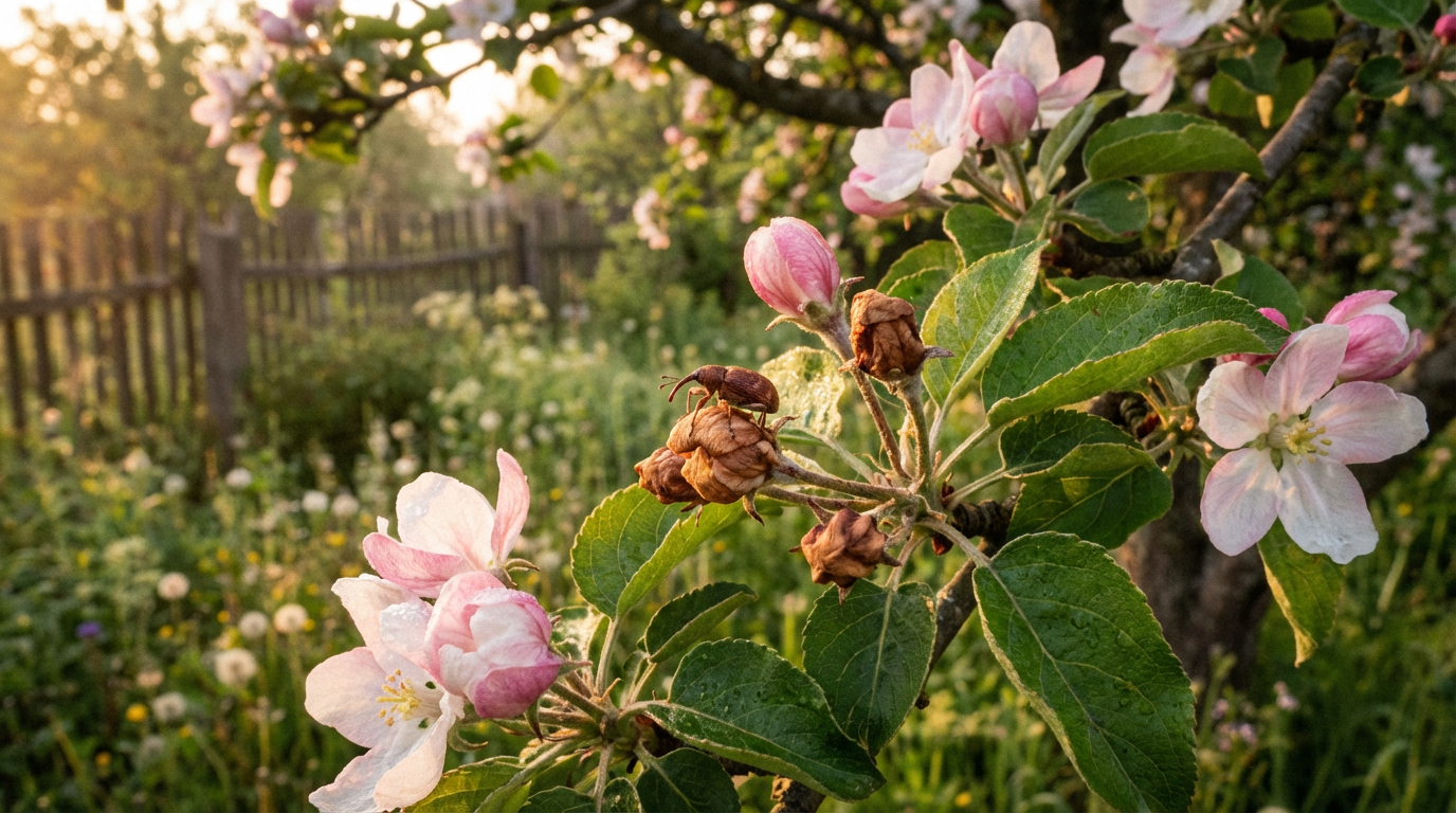 Foto's van appelbloesemplukkers: Identificeer op betrouwbare wijze de plaag en de schade
