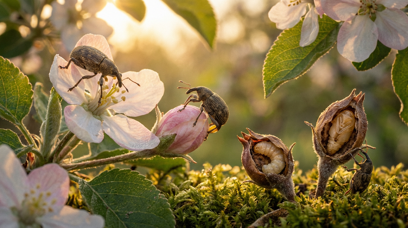 Reproductie van appelbloesemsnijder: levenscyclus en leggen van eieren in detail