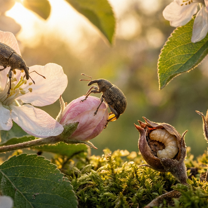 Reproductie van appelbloesemsnijder: levenscyclus en leggen van eieren in detail