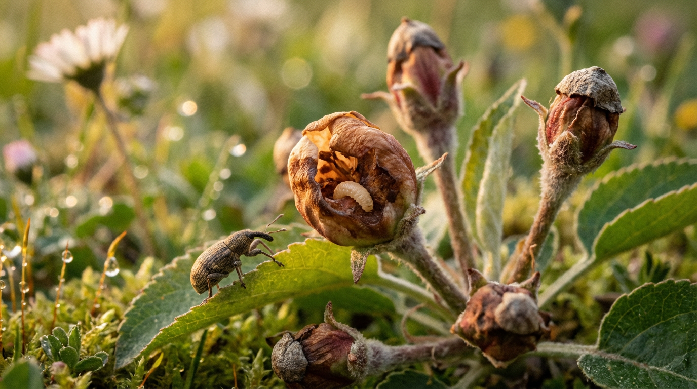 Larve van de appelbloesemsnijder: herkenning, ontwikkeling en schade
