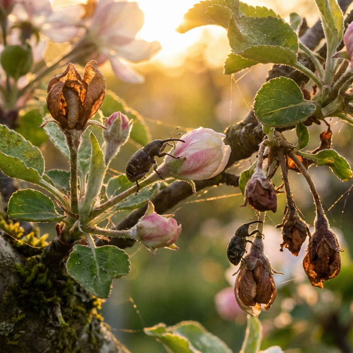 Profiel appelbloesemsnijder: kenmerken, levenscyclus en schadepatroon