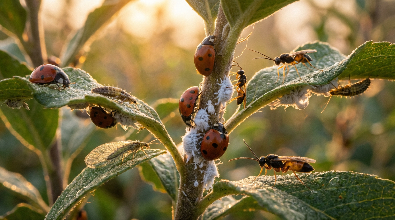 Nuttige insecten tegen wolluizen: biologische bestrijding in detail