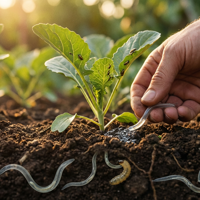Nematoden tegen aardvlooien: biologische bestrijding van de larven