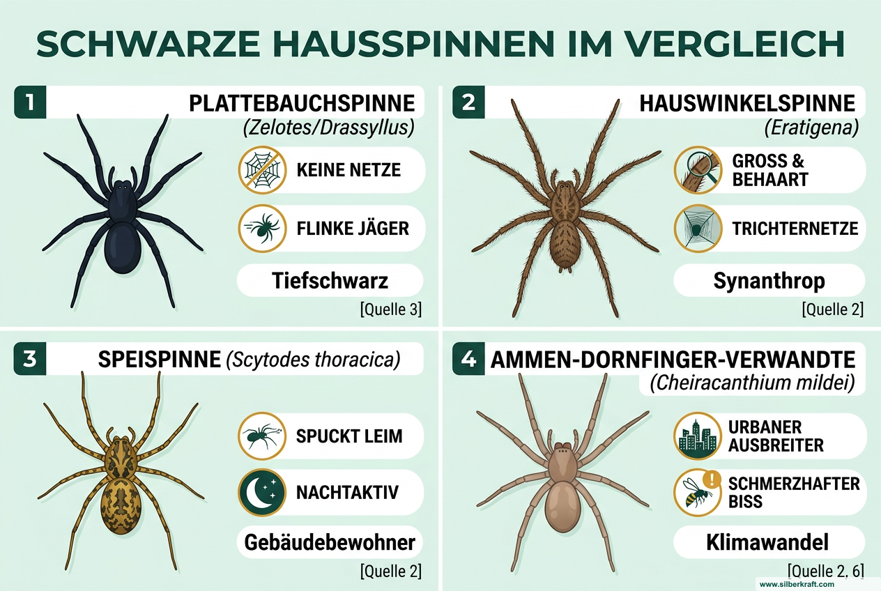 Zwarte spin in huis: herkennen, bepalen en correct handelen
