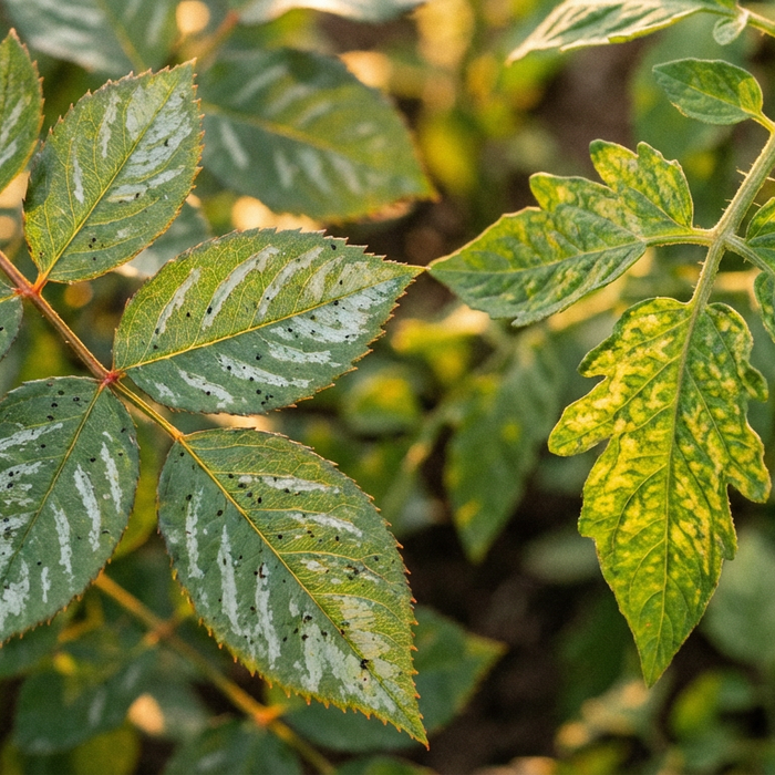 Herken tripsschade: zilverachtige glans, fecale vlekken en virussymptomen
