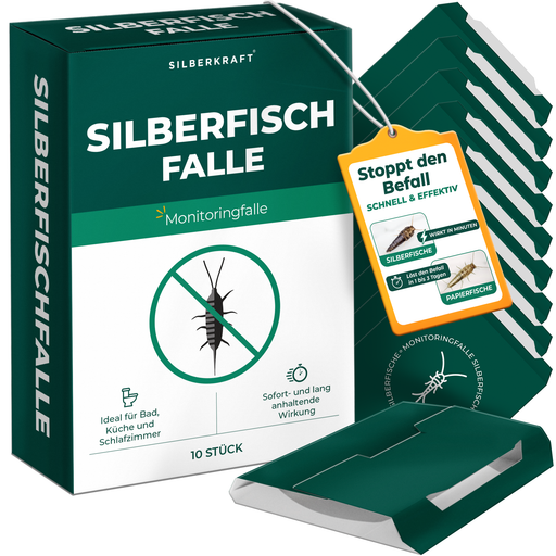 Silberfischfallen Silberfische & Papierfische bekämpfen 10 Stück - Silberkraft