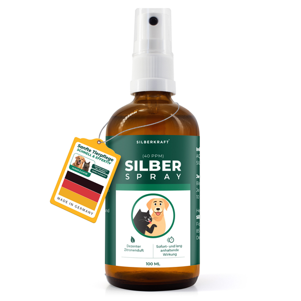 Colloïdaal zilver spray 100 ml - spray voor wondgenezing - huidverzorging bij ongedierte, jeuk, infecties, ontstekingen - voor honden, katten, knaagdieren en andere huisdieren - Silberkraft