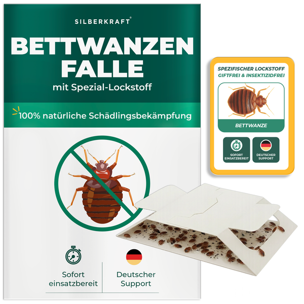 Silberkraft bedwantsval met speciale lokstof - lijmval voor het opsporen en verminderen van bedwantsen in het huishouden