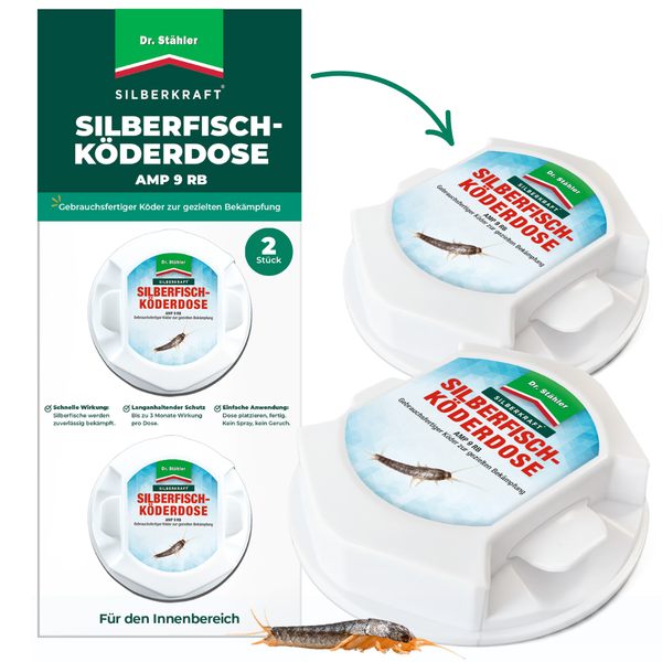 Dr. Stähler Silberkraft zilvervisaasdoos AMP 9 RB - kant-en-klaar aas voor gerichte controle van zilvervisjes, 2 stuks per verpakking, met snelle en langdurige werking