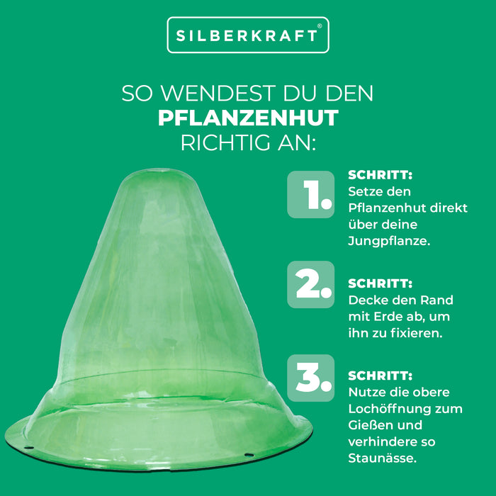 Pflanzenhut für Jung- und kleinere Beetpflanzen: Hochwirksamer Pflanzenschutz gegen Sonne, Frost, Wind, Hagel und Schnecken - Silberkraft