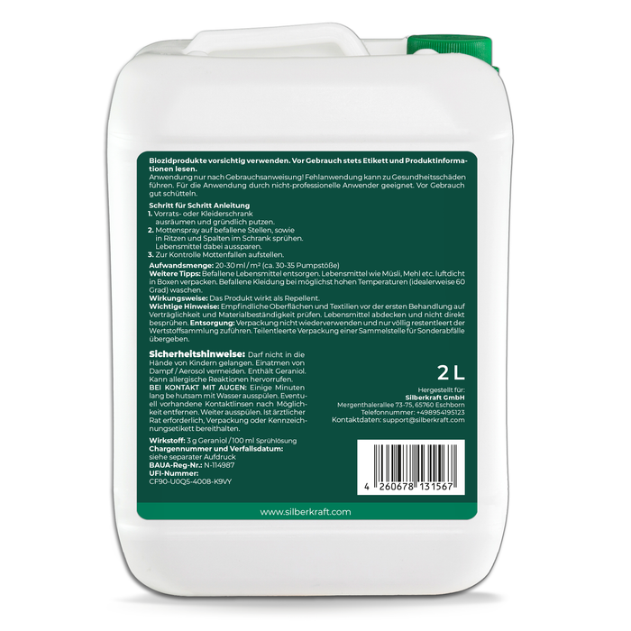 Mottenspray gegen Kleider- & Lebensmittelmotten - Silberkraft