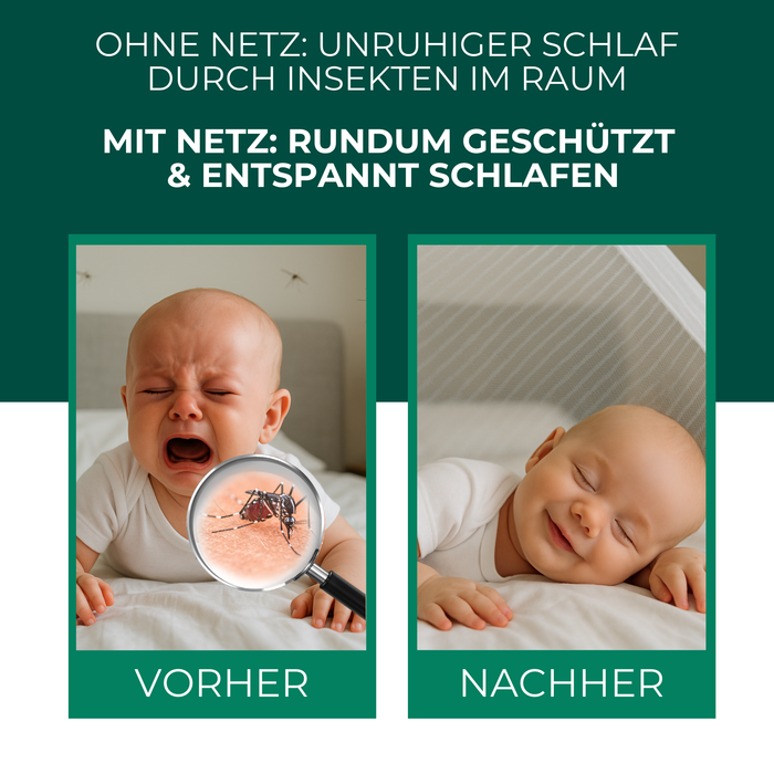 Insectenbescherming voor reis- en kinderbedden - klamboe 150x70x90cm - opvouwbaar & ademend - voor babyreiswiegjes en extra bedden - incl. transporttas - Silberkraft