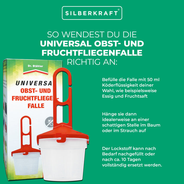 Universal Obst- und Fruchtfliegenfalle - Zum Befüllen mit einem Lockstoff gegen Fruchtfliegen - Silberkraft