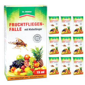 Fruchtfliegenfalle mit Klebefänger - Lockstoffwirkung - Silberkraft