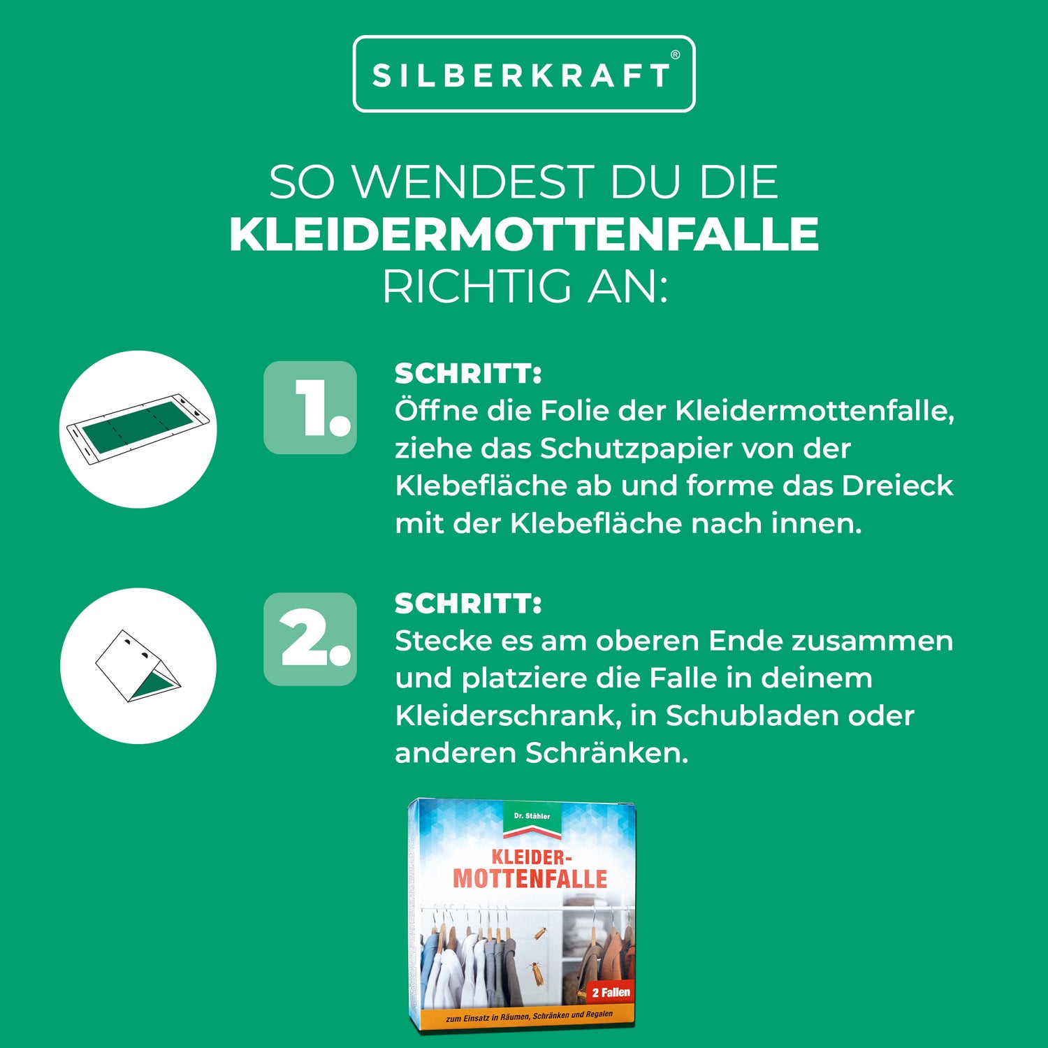 Effektive Kleidermottenfalle: Wirksamer Schutz gegen Kleidermotten in Schränken und Schubläden - Silberkraft