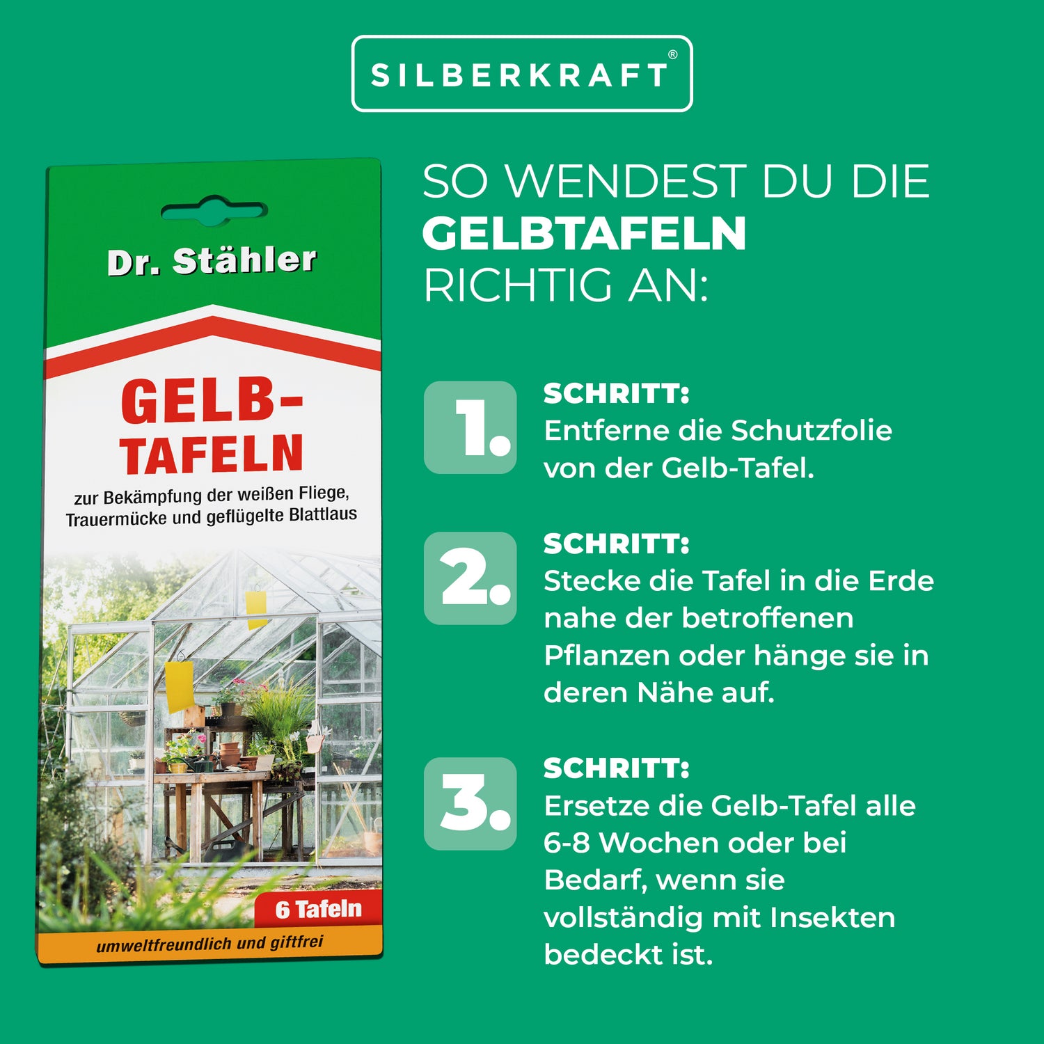 Effektive Gelb-Tafeln zur Schädlingsbekämpfung für Zimmer- und Wintergartenpflanzen - Silberkraft