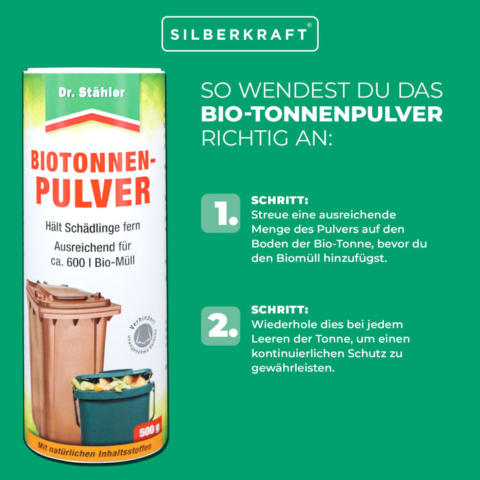 Bio-Tonnenpulver gegen unangenehme Gerüche und Schädlinge - Silberkraft