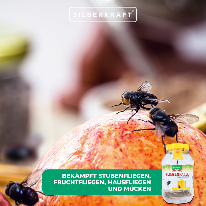 Effektive Fliegenabwehr: Hochwirksame Fliegenfalle für Garten und Terrasse - Silberkraft