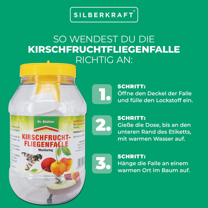 Kirschfruchtfliegenfalle Nachfüllpack: Wirksame Monitoring-Lösung für Obstbäume - Silberkraft