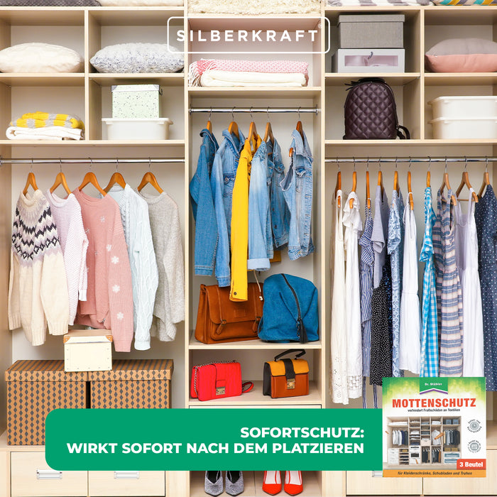 Effektiver Mottenschutz: Duftbeutel gegen Fraßschäden an Kleidung & Textilien - Silberkraft