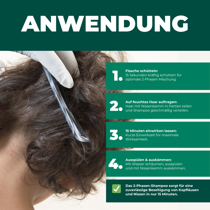 Kopfläuse-Shampoo - Läuseshampoo für Kinder & Erwachsene inkl. Nissenkamm Läuse Shampoo - Silberkraft