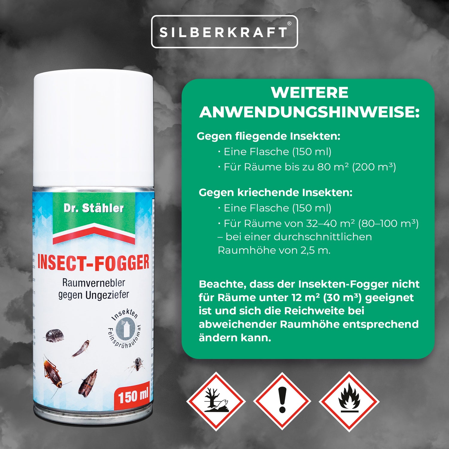 Insekten-Fogger (Doppelpack): Raum-Vernebler-Automat gegen Ungeziefer wie Schaben, Käfer und Motten - Silberkraft