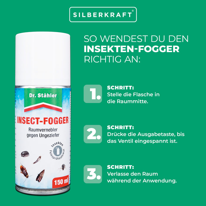 Insekten-Fogger (Doppelpack): Raum-Vernebler-Automat gegen Ungeziefer wie Schaben, Käfer und Motten - Silberkraft