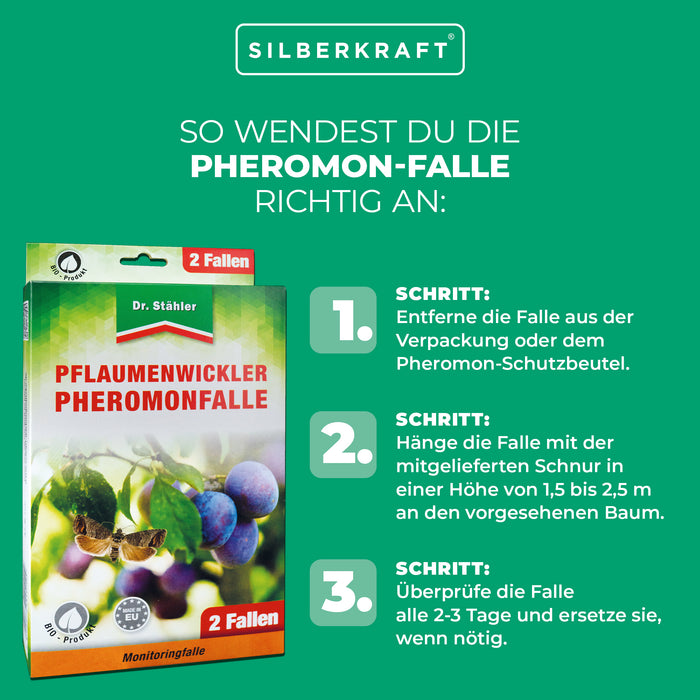 Pflaumenwickler Pheromon-Falle: ideal für Pflaumenbäume in Gärten und Plantagen - Silberkraft