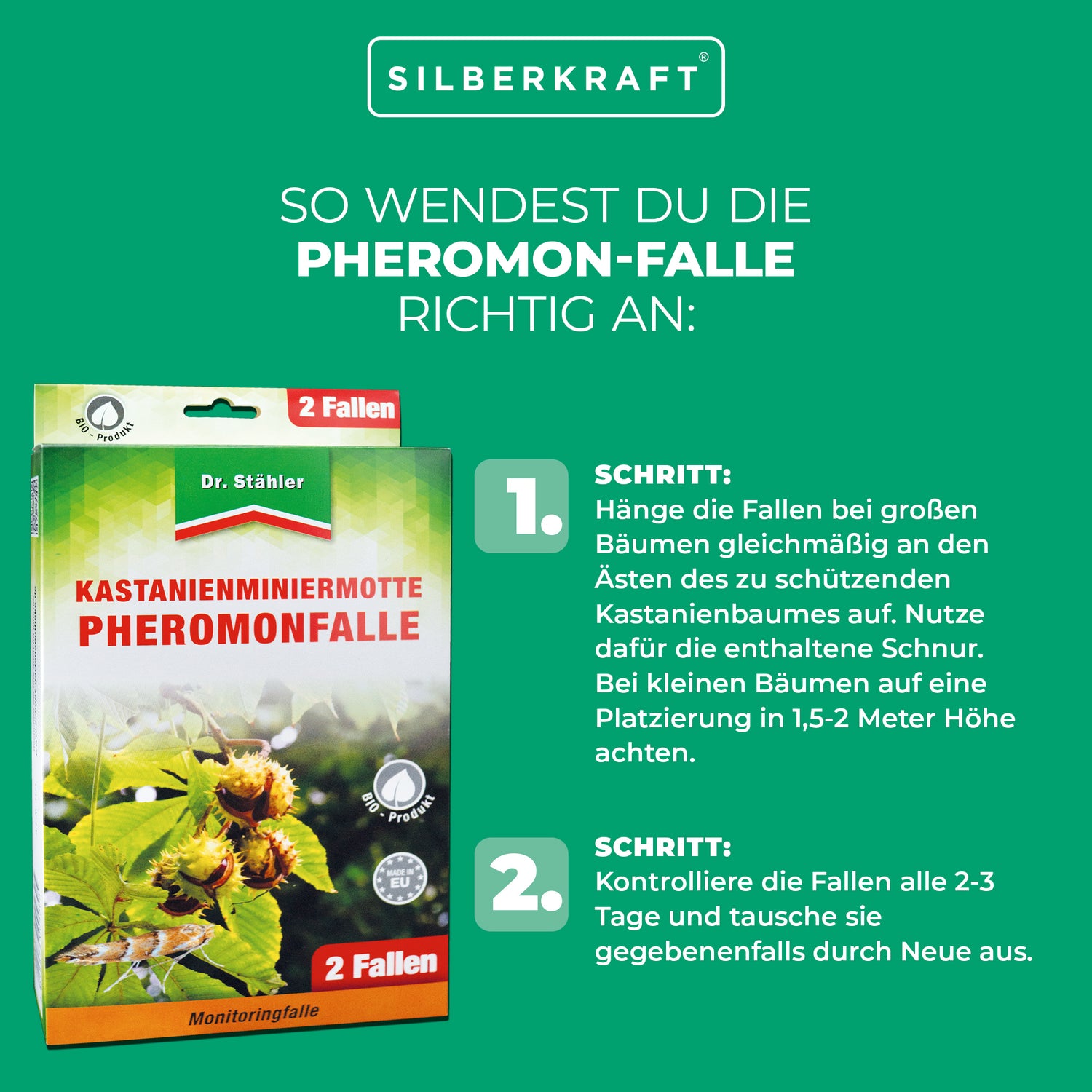 Effektive Pheromon-Falle gegen Kastanienminiermotten - Silberkraft