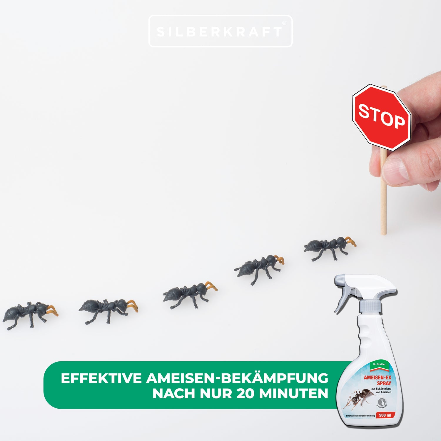 Hochwirksames Ameisen-Ex Spray gegen eine Vielzahl von Insekten wie Ameisen und Asseln - Silberkraft