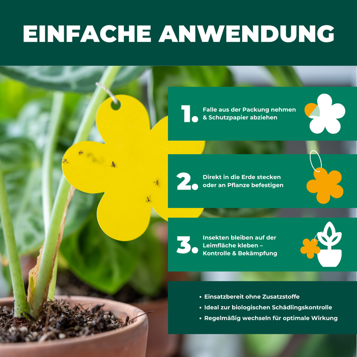 Gelbfalle Gelbtafeln Gelbsticker 12 Stück gegen Fruchtfliegen, Trauermücken, uvm. - Silberkraft