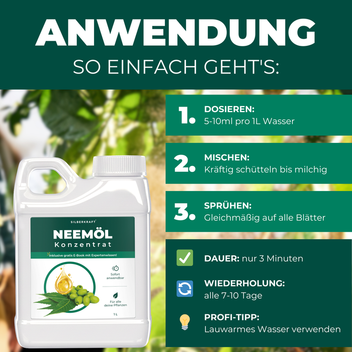 Neemöl mit Emulgator – Pflegendes Neemöl-Konzentrat für Deine Pflanzen - Silberkraft