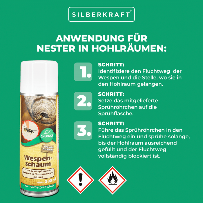 Silence Wespenschaum: Gebrauchsfertiger Schaum zur Bekämpfung von Wespennestern - Silberkraft
