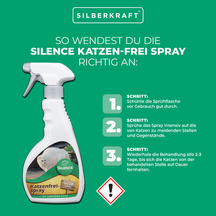 Silence Katzenfrei-Spray: Gebrauchsfertiges Sprühmittel zur Vergrämung von Katzen - Silberkraft
