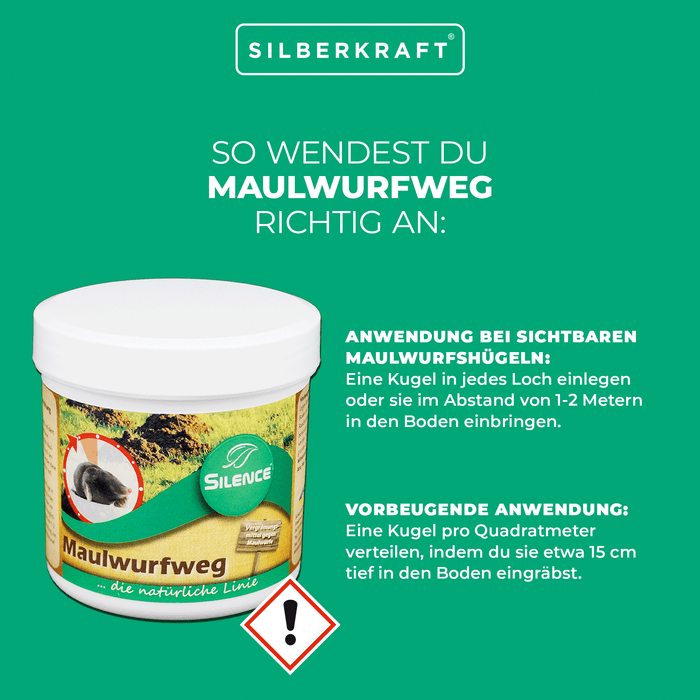 Silence Maulwurfweg: Effektives Maulwurf-Vergrämungsmittel für den Garten - Silberkraft