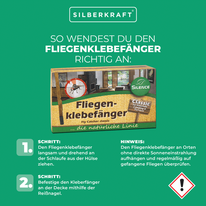 Silence Fliegenklebefänger: Klassischer Fliegenfänger mit einzigartiger Lockwirkung - Silberkraft