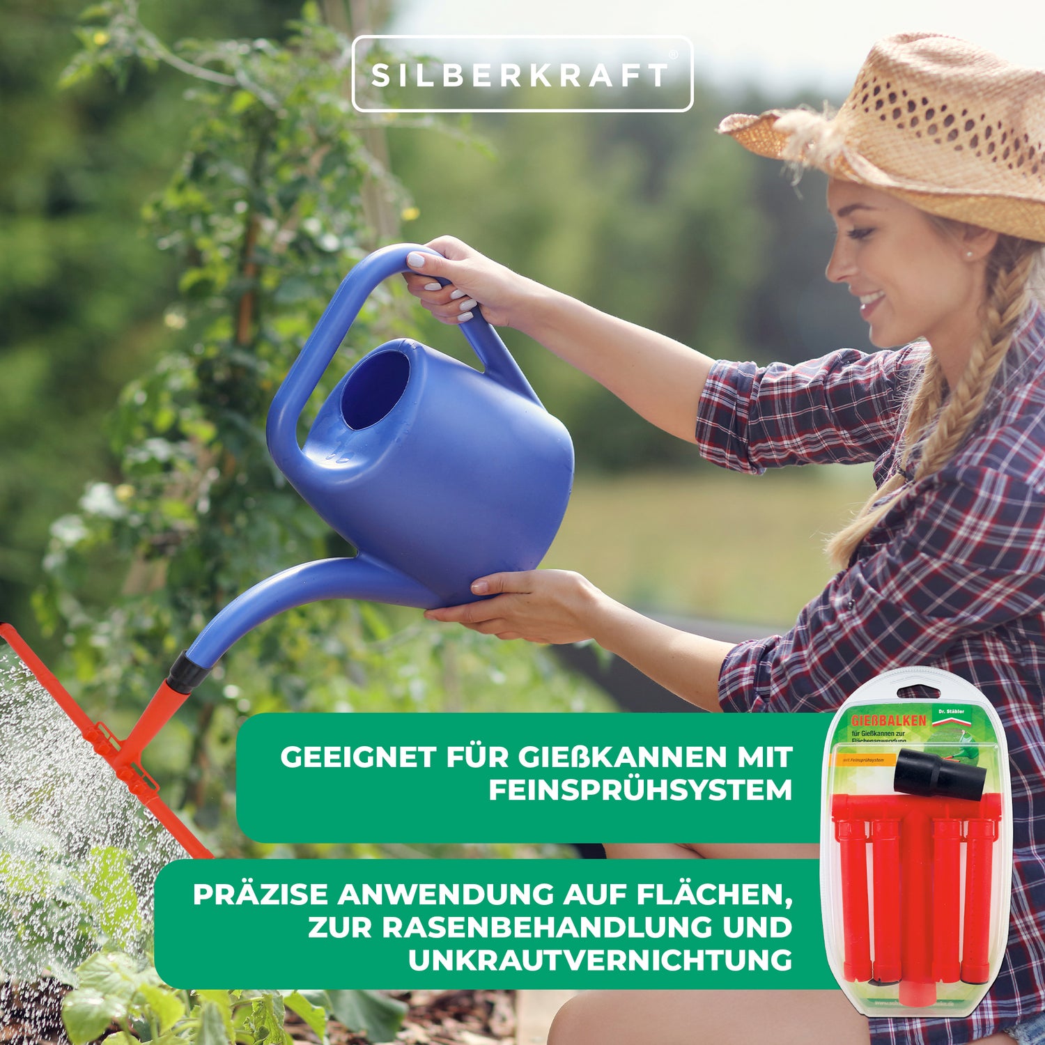 Gießbalken für präzises Gießen und Unkrautvernichtung im Garten - Silberkraft