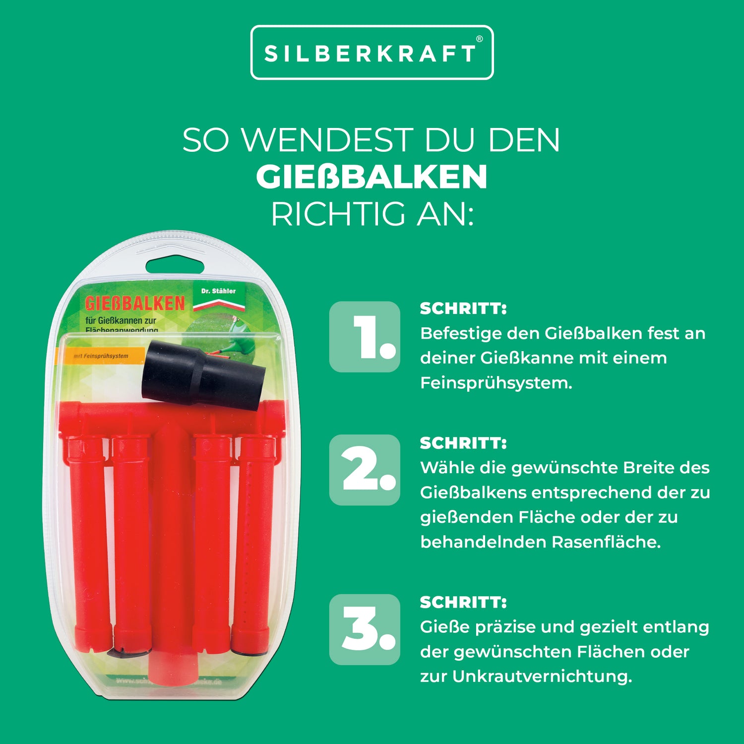 Gießbalken für präzises Gießen und Unkrautvernichtung im Garten - Silberkraft