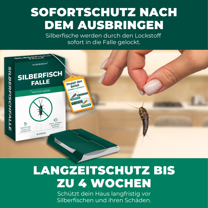 Silberfischfallen Silberfische & Papierfische bekämpfen 10 Stück - Silberkraft