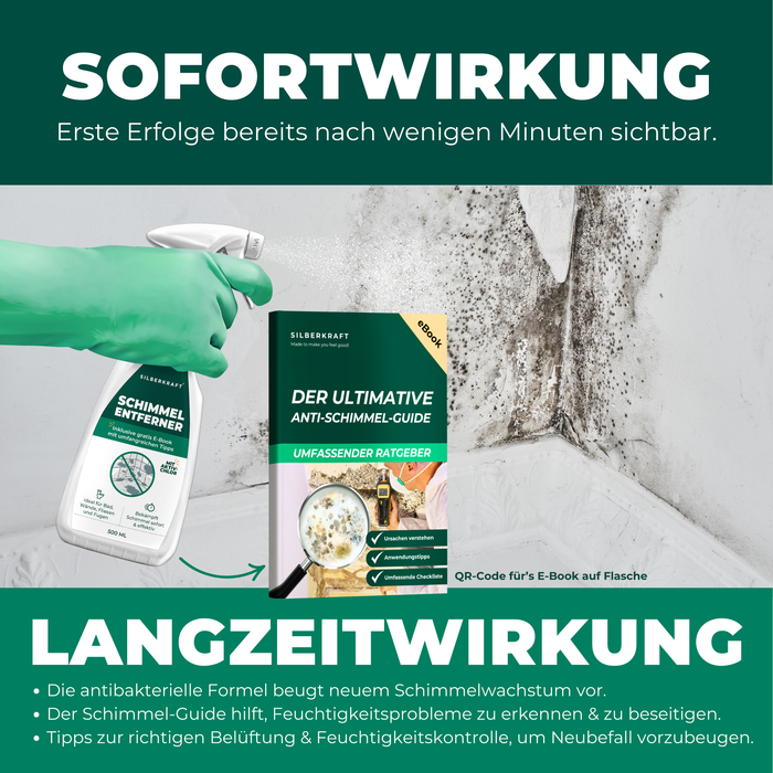 Schimmelentferner / Schimmelspray mit E-Book - Gegen Schimmel & Stockflecken - Silberkraft