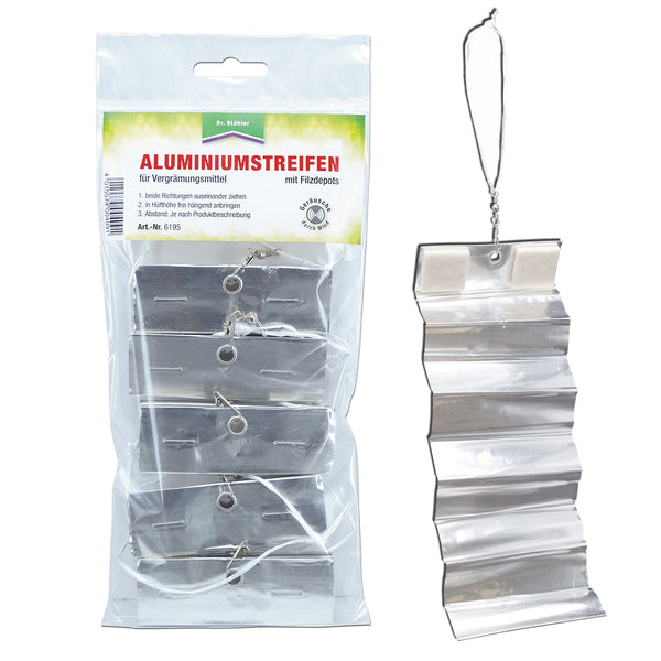 Ferox-Protect aluminium strips met viltafzetting - als dragermateriaal voor de everzwijnenafstotende spray - Silberkraft