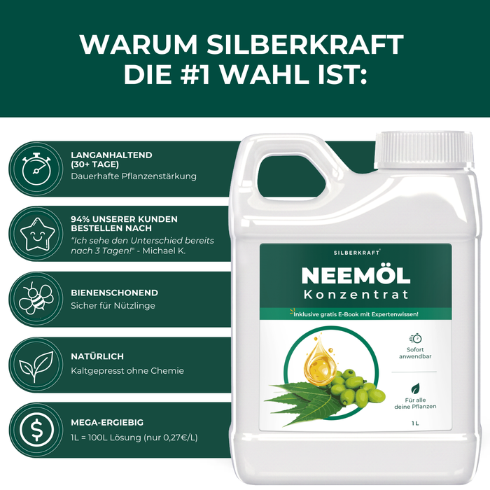 Neemöl mit Emulgator – Pflegendes Neemöl-Konzentrat für Deine Pflanzen - Silberkraft