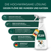 Silberkraft Flohspray mit Text, der die hochwirksame Lösung gegen Flöhe bei Hunden und Katzen hervorhebt.
