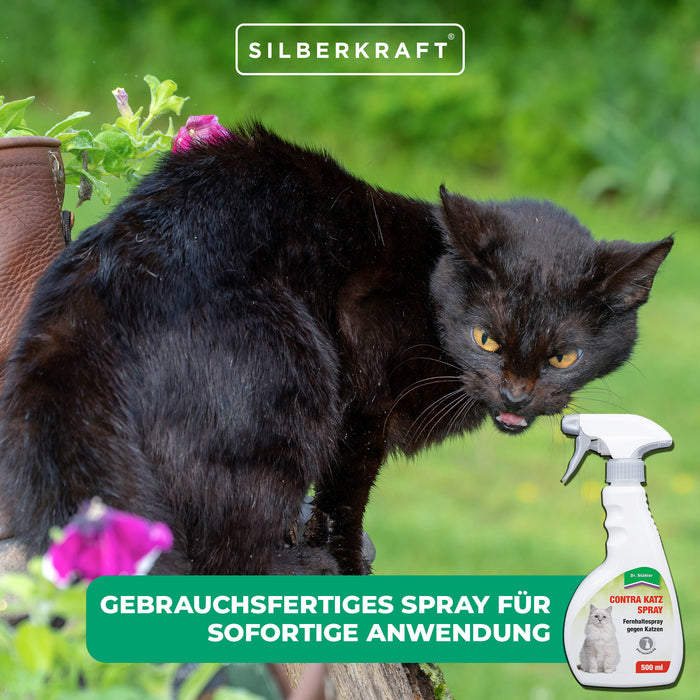 Contra Katzen-Fernhaltespray: Zuverlässiger Katzenschutz für Haus und Garten - Silberkraft