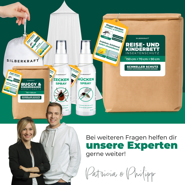 Insectenbescherming voor reis- en kinderbedden - klamboe 150x70x90cm - opvouwbaar & ademend - voor babyreiswiegjes en extra bedden - incl. transporttas - Silberkraft