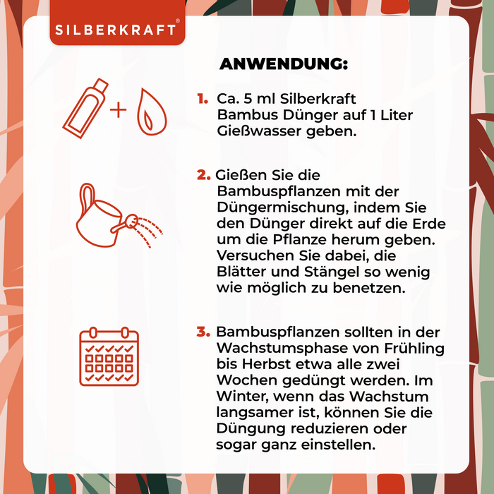 Bambusdünger - Mineralischer NPK Flüssigdünger mit Stickstoff - Dünger für Bambus - Bambus düngen - Silberkraft