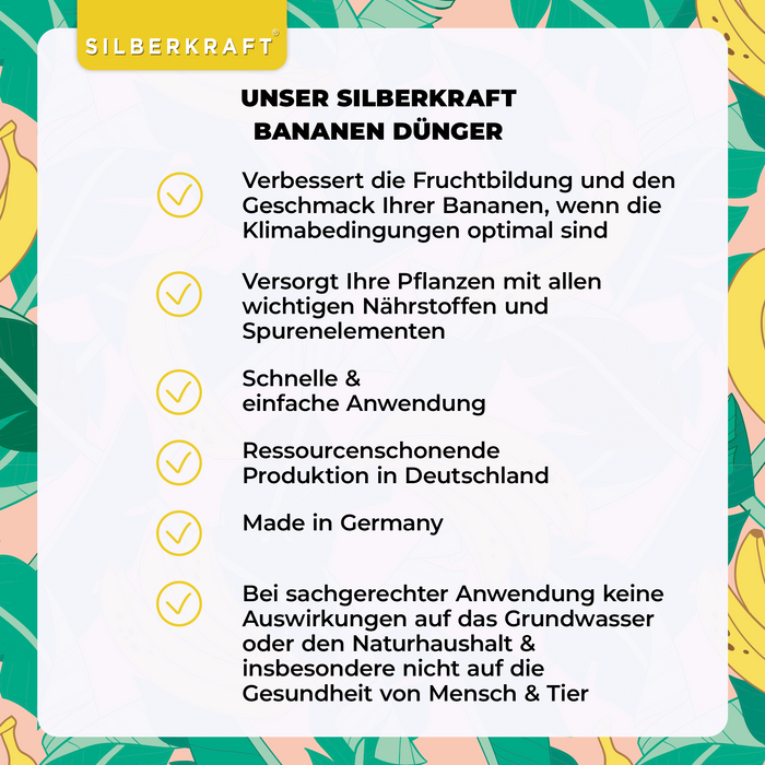 Bananendünger - Mineralischer NPK Flüssigdünger mit Stickstoff - Dünger für Bananen - Silberkraft