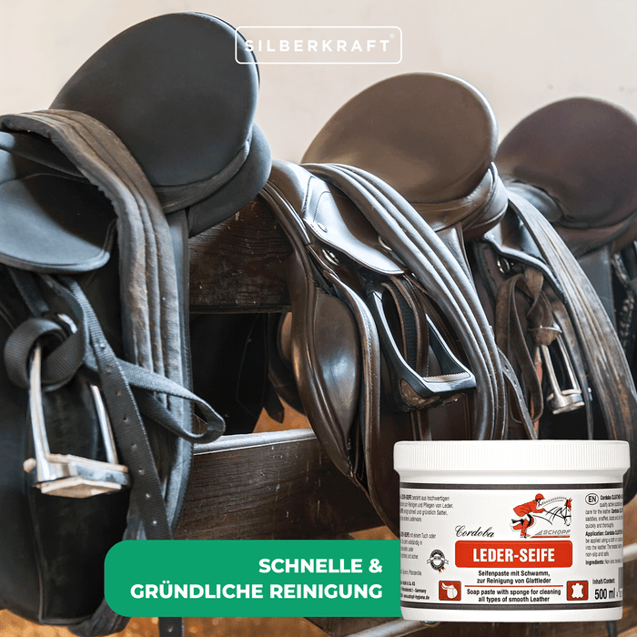 Glattleder-Pflege: Hochwirksame Seifenpaste für Pferdeequipment - Silberkraft